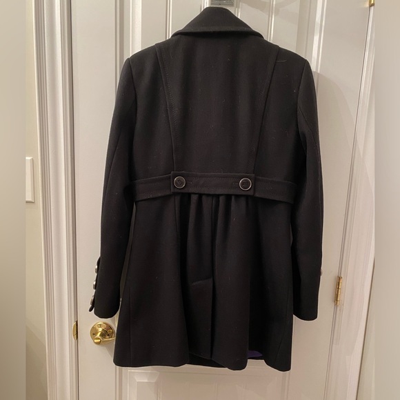 Kenneth Cole New York Women’s Size 8 Black Military Style Pea Coat Wool Blend - Picture 7 of 16